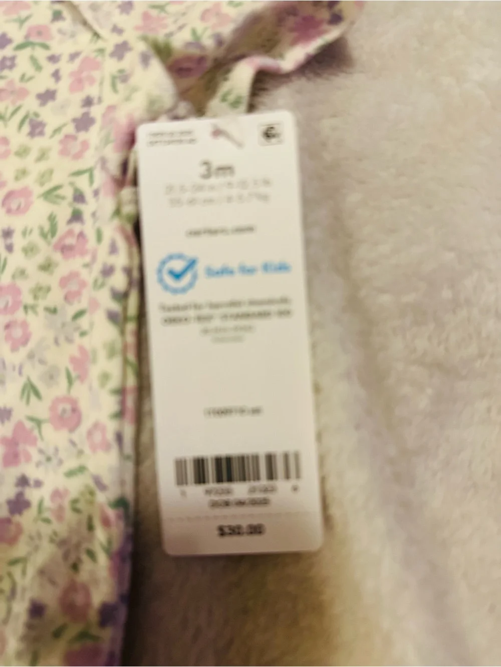 Carter's Purple, Cream, Pink Floral 3-Pack Baby Bodysuits